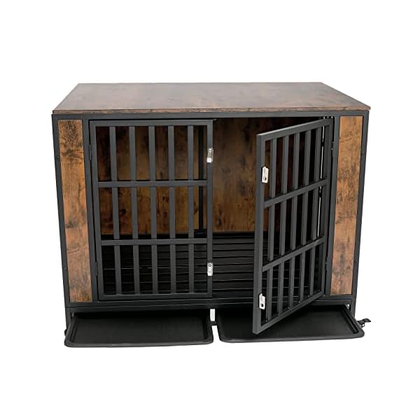 Heavy Duty Dog Crate, Furniture Style Dog Crate for Large Dogs 42 inch, Dog Kennel Furniture, Dog Cage Large Dogs Indoor with Lockable Wheels and Removable Trays by Zelecube, Rustic Brown Heavy Duty Dog Crate, Furniture Style Dog Crate for Large Dogs 42 inch, Dog Kennel Furniture, Dog Cage Large Dogs Indoor with Lockable Wheels and Removable Trays by Zelecube, Rustic Brown