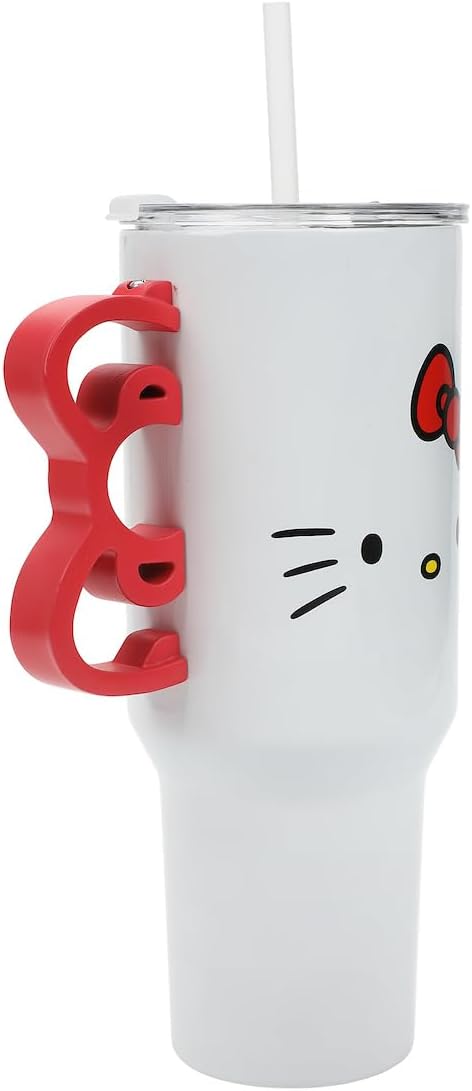 Bioworld Hello Kitty 40 Oz Stainless Steel Tumbler With Sculpted Bow Handle - Image 3