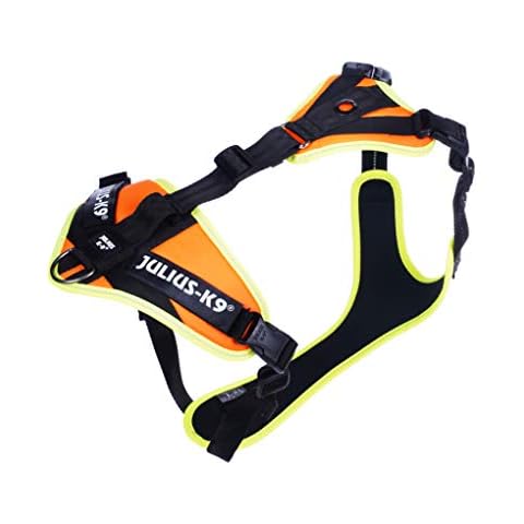 Julius-K9, 19MTR-for-L-XL-AMZ, Mantrailing & Outdoor Hundegeschirr, Größe: L-XL, UV orange mit neon Rand Cover
