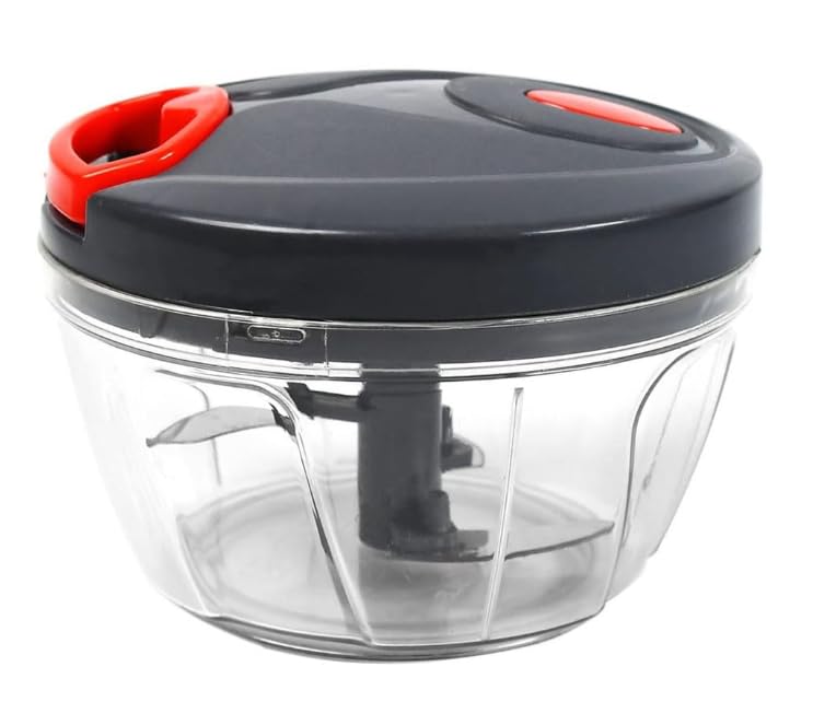 Manual Pull Food Chopper | Hand Push Fruit with Sharp Steel Blades | Handy and Compact Chopper with 3 Blades for Effortlessly Chopping Vegetables and Fruits for Your Kitchen (GRAY, 400 ml)-image-49