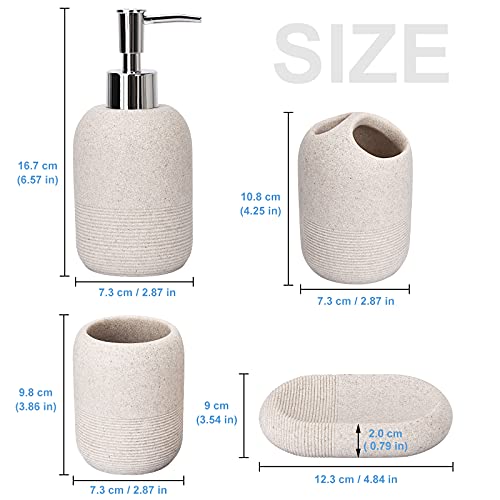 L'arl Gmvoi Bathroom Accessory Set,4 Piece Bathroom Decor Accessories Sets Complete With Soap Dispenser,Toothbrush Holder,Bathroom Tumbler,Soap Dish For Bathroom Vanity Countertop Accessories,Beige #TOP6