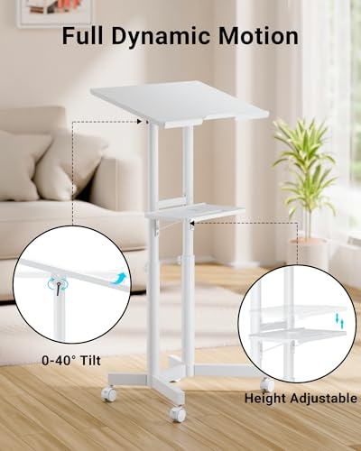 image for BONTEC Lecterns & Podiums Portable Mobile Standing Laptop Desk, Height