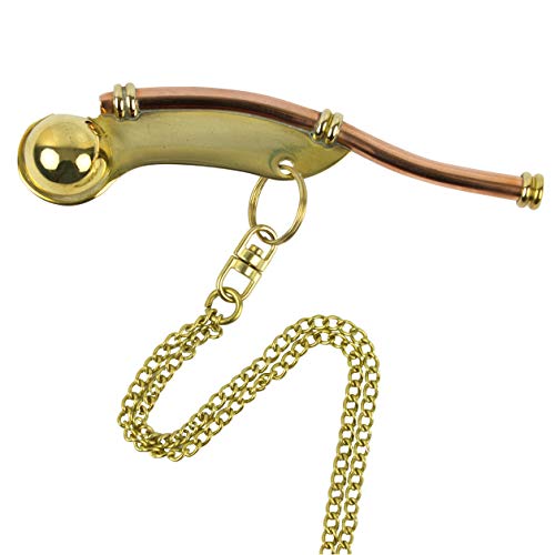 Nauticalia Brass/koper met ketting (geanodiseerd) messing/koper Bosun's Call met ketting (in doos), niet van toepassing