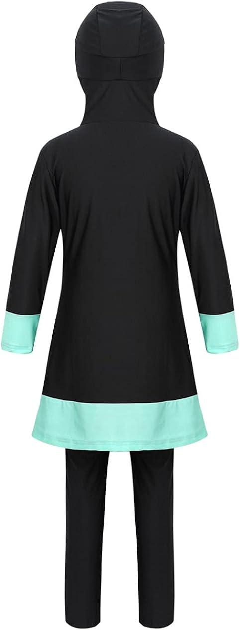 Loyan Girls Kids 2PCS Swimwear Long Sleeves Sweethearts Print Full Cover Hijab Top and Pants Bottoms Set: Clothing, Shoes & Jewelry