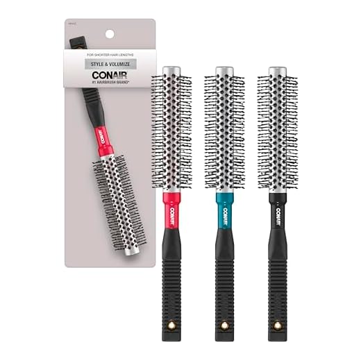 Conair Escova de cabelo redonda de metal Style & Volumize - Escova de secagem - Escova de cabelo para cabelo curto - Cor aleatória - 1 unidade