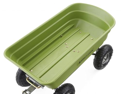 Gorilla Carts Heavy Duty Poly Yard Dump Cart, Lawn & Garden Wagon, 600 Lb, Green - 11