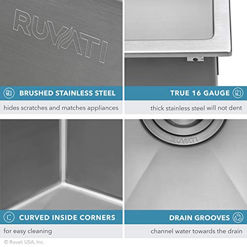 image for Ruvati 33 x 22 inch Drop-in Tight Radius 16 Gauge Stainless Steel Topm