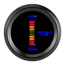 Air Fuel Ratio Gauge, Universal Air Fuel Ratio Gauge Blue LED Indicator Meter 52mm Dia Auto Instrument