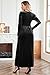 OUGES Womens Fall Dress Long Sleeve Wrap V Neck Velvet Dress Wedding Guest Maxi Dress(Velvet Black,M)