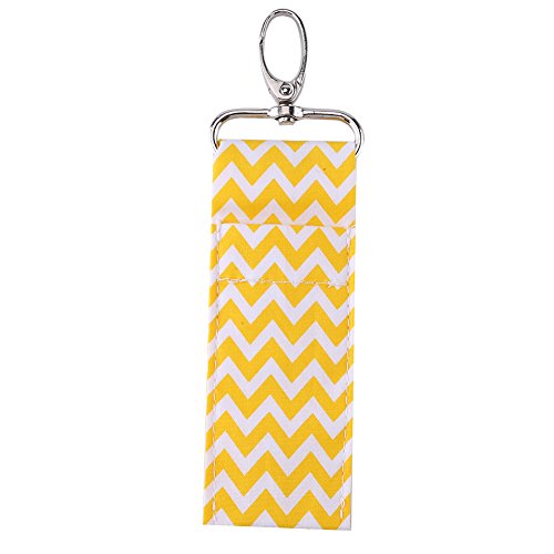 Modèle de motif d'onde porte-rouge à lèvres Keychain Pouche mères jaune gris noir rose clair violet bleu marine mini charme de mode praticienne clés sac à dos sac à dos (Couleur jaune)