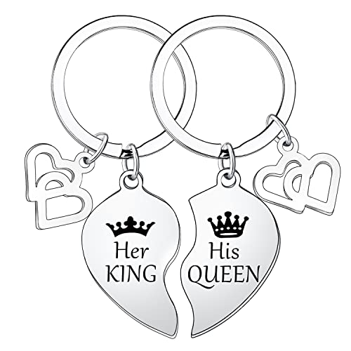 MADHAHEFU 2PCs Couple Gifts for Him and Her Keyring Gifts for Wife Husband Boyfriend Girlfriend Lover Anniversary Valentines Day Gifts His Queen Her King Keychain