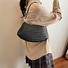 Woven Shoulder Bag for Women Leather Hobo Handbag Top Handle Crescent Crossbody Bags Trendy Clutch Purse