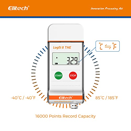 Elitech Digital Temperature Humidity Data Logger Reusable Monitor Recorder Pharmacy Refrigerator Thermometer Vaccine Fridge, LogEt 8 The