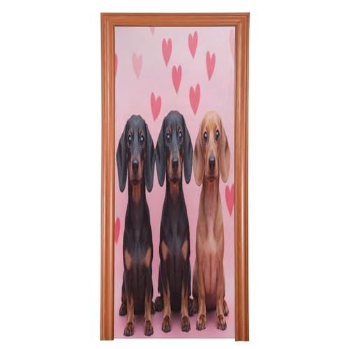 FLildon Three Friendly Dogs Door Cover Decoration, Party Accessory Porch Decor for Festive Ornament Room Door Covers 36 x 98 Inch