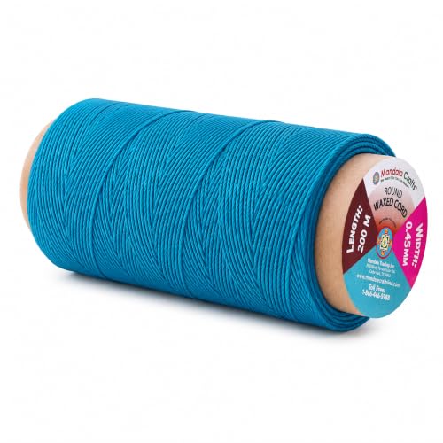 Mandala Crafts 200M 0.45mm Turquoise Round Waxed Thread for Leather Sewing
