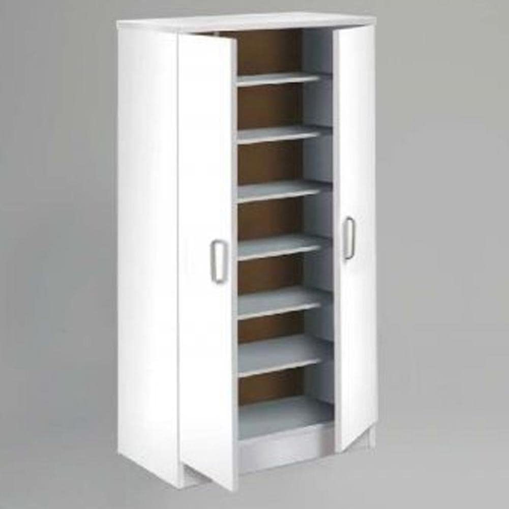 BAKAJI Mobile Scarpiera Portascarpe Ingresso Casa con 7 Ripiani Porta Scarpe Chiusura 2 Ante Struttura in Legno Armadio Mobiletto Ausiliario Multiuso Dimensione 108 x 55 x 36 cm (Bianco)