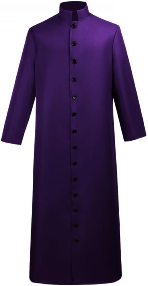 Men's Clergy Cassock Church Minister robe vestment for Pastor Halloween Costume Outfit