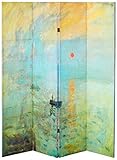 Oriental Furniture 6 ft. Tall Double Sided Works of Monet Canvas Room Divider - Impression Sunrise/Houses of Parliament