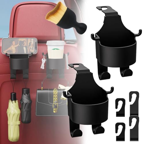 Gancho multifuncional para respaldo de asiento de coche, organizador de asiento de coche multifuncional, portavasos multifuncional, soporte de taza 2 en 1, ganchos de asiento de coche para bolsas