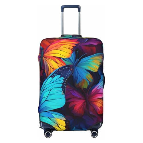 Colorful Cute Butterfly Travel Luggage Cover for Suitcase Anti-Scratch Fashion Suitcase Protector Washable Elastic Baggage Covers Fits 29-32 Inch Luggage for Travel Beach Holiday