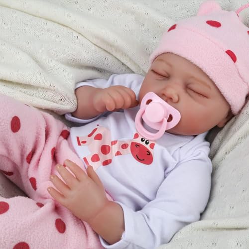 ZIYIUI Reborn lalka niemowlęca 55 cm, realistyczny miękki silikon, winyl, symulacja spania, dla dziewczynek, dziewczynek, chłopców, zabawka, prezent