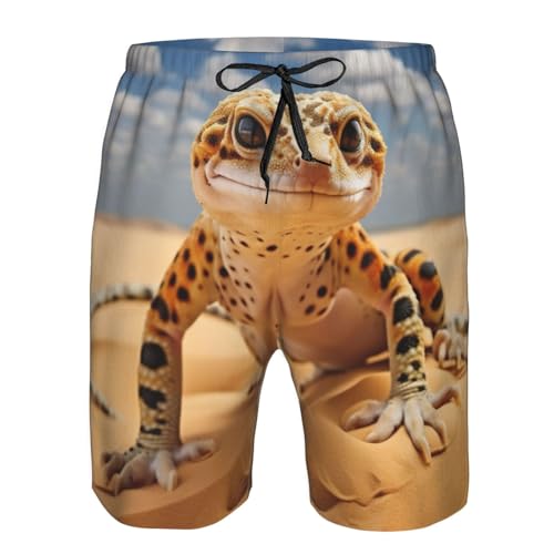 Sand Leopard Gecko Print Beach Shorts Swim Trunks Swimwear for Men Bathing Suit Men's Shorts with 3 Pockets4