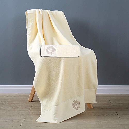 Serviette de bain jaune en coton longues fibres à séchage rapide