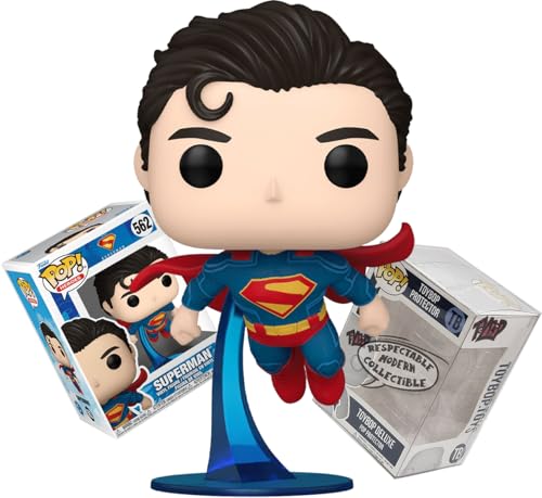 Funko Superman 2025 Movie (Flying on Stand) + ToyBop Protector: Pop! DC Comics Vinyl Figure (Bundled with Pro-Deluxe Pop Protector Collector Case Box Gift Set)