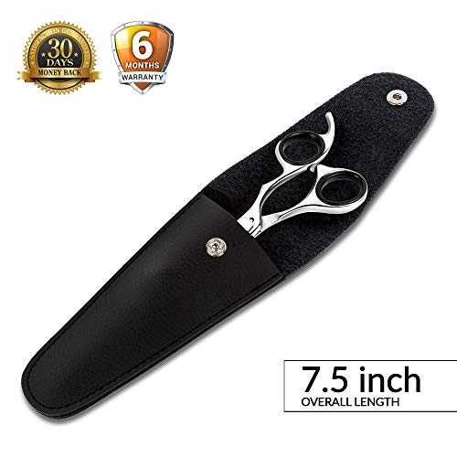 Image of Laazar Professional 7.5 inch Curved Shears for Dogs and Cats | Tension Adjustable Pet Grooming Scissors | 440C Japanese Stainless Steel | Groomers Tool for Men and Woman Leather case Included