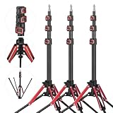 YAYOYA Portable Light Stand, 6FT/1.9M Adjustable Aluminum Tripod with 180 Reversible Legs, 3-Pack