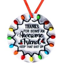 PLwelth Friends Gifts Christmas Ornaments for Best Friends Funny Friendship Ornament for Women Men Thank You Gifts for Her Him Ceramic Friend Ornaments for Christmas Tree Hanging Decorations