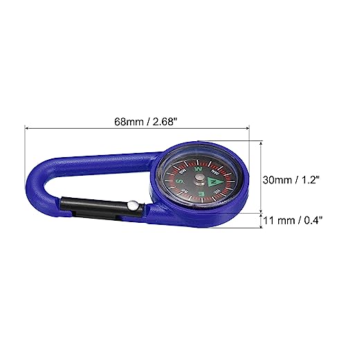 PATIKIL Keychain Compass, 2 Pack Pocket Camping Compass with Buckle for Outdoor Hiking Hunting Travelling Party Favors, Blue