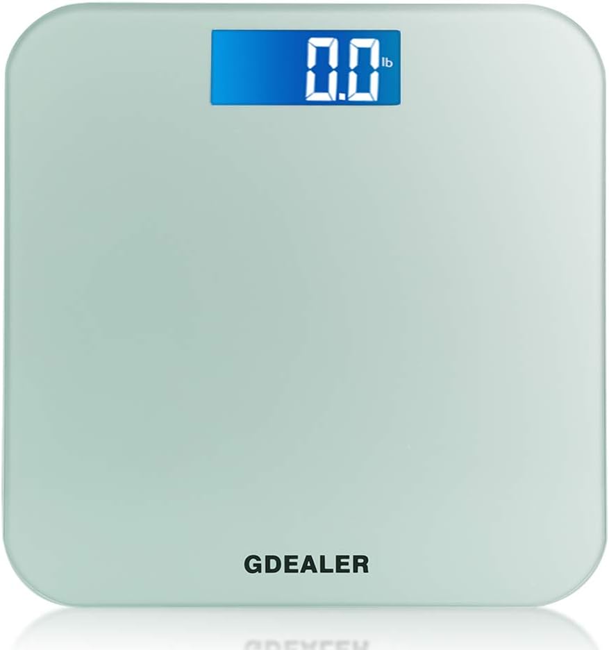 GDEALER Body Scale 400lb/180kg Bathroom Scale Digital Body Weight Bathroom Scale with 6mm Tempered Glass Surface, Step-On Technology, High Precision, Extra Large Lighted LCD Display