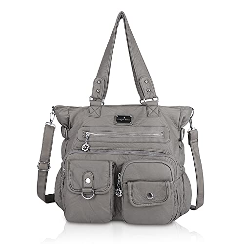 Angel Kiss Large Purses for Women Soft PU Leather Hobo Bag for Women Shoulder Bags, Grey, One size