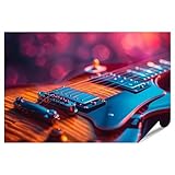 islandburner Prime Bild Poster Detailverliebte, künstlerische Nahaufnahme einer Holzgitarre Musikzimmer Musikinstrumentenladen Premium Bilder Fotodruck