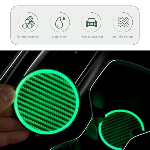 2PCS Portavasos Automotriz con Luz y Diseño Fibra Carbono miniatura 4