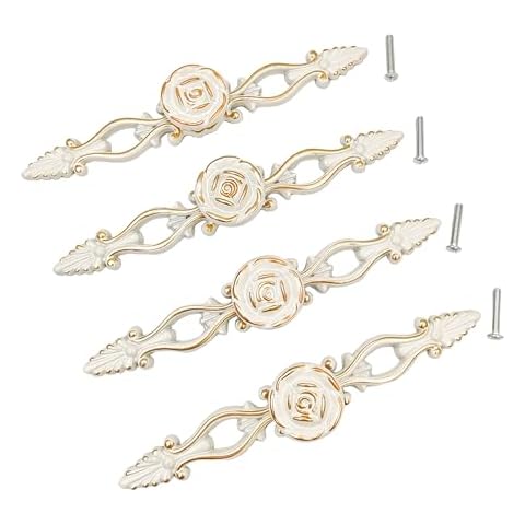 YOZIEMQ Euro Rose Cabinet Knobs with Backplate,Vintage Zinc Alloy Drawer Pulls Handles Knobs for Dresser Vanity Nightstand Cupboard Wardrobe Cabinet with Screws (Euro Backplate-Large) Cover