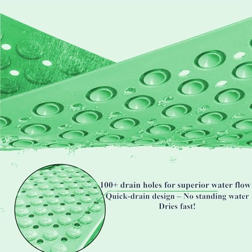Image of Charge -X Anti Slip Bath Mat with Foot Scrubber for Bathroom | 2-in-1 Silicone Shower Mat with Suction Cups & Drainage Holes | Deep Cleaning Foot Scrubber Massage Mat (70 x 35 cm) Green