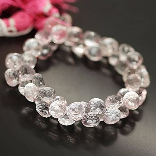 LKBEADS Dziecko różowy kwarc fasetowany cebula kropla luźny kamień szlachetny rzemiosło koraliki sznur 18 cm 8 mm