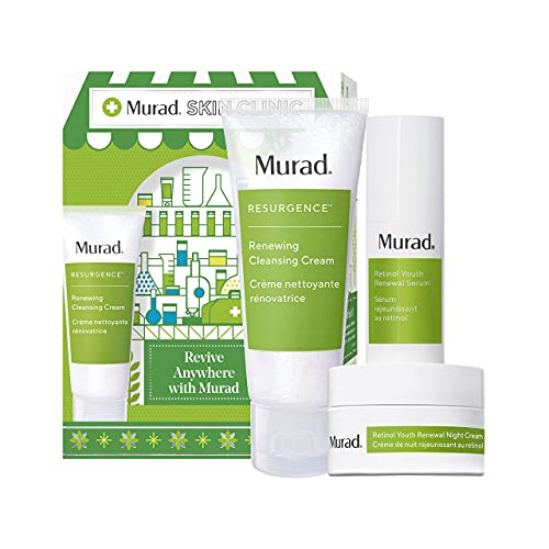 Murad - Revive Anywhere with Murad, 3-piece Holiday Set with Renewing Cleansing Cream, Retinol Youth Renewal Serum and Retinol Youth Renewal Night Cream ($62 Value)