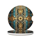 WZYWHJ Lot de 2 dessous de verre en céramique de qualité avec impression de fresque ancienne. Matériau de haute qualité : nos dessous de verre sont fabriqués en céramique et en liège, offrant un accessoire durable et élégant pour votre voiture