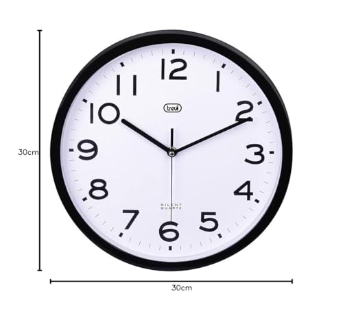 Trevi Orologio da Parete Analogico 30cm Movimento Silenzioso Sweep Nero - 6