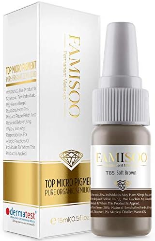 FAMISOO Permanent Makeup Pigment for Eyebrow Eyeliners Hairline Superior Microblading Pigment 15ml High Density Professional Makeup Cosmetic Tattooing Pigment - Soft Brown