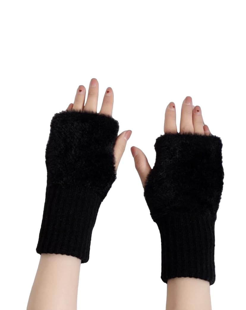 topibaaz Girls Winter Gloves with Touch Screen Finger for Women Woolen warm Rabbit Fur Gloves Mittens | Soft Fleece Windproof Mobile Screen Touch Hand Gloves (Freesize)-picture-30