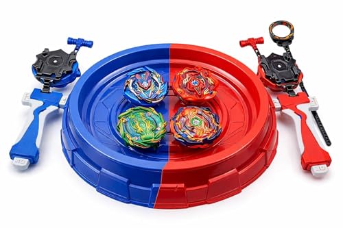 Image of Kidoyz Metal Fusion Clash of Tornado Speed Top Stadium Battle with 4 Beys & 2 Launchers (4 Metal TOP and Plastic Stadium) (Gyro Warrior)
