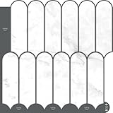Wallercity White 3D Peel and Stick Backsplash Tiles for Kitchen Back Splash Vinyl Brick Tile Stickers 12''x12'' Self Adehesive Stick on Backsplash for Bathroom Laundry Room Thick Subway Tile 10-Sheets