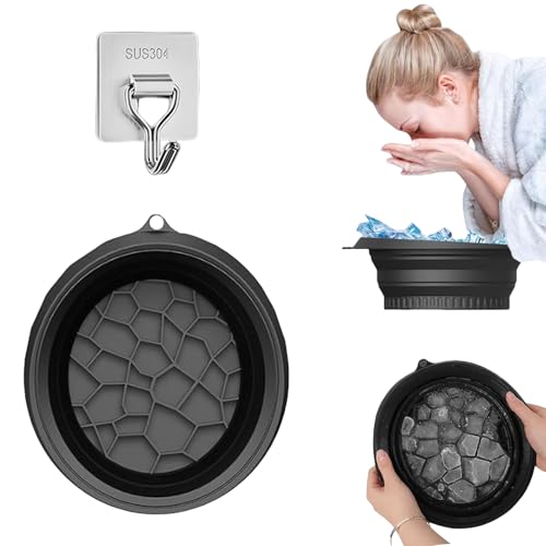 Waschschüssel Faltbar Mit Eingebauter Eiswürfelschale,Badezimmerzubehör Mit Haken，Silicone Ice Facial Folding Washbasin,Portable Washing Basin Für Zuhause Schwellungen Linderung