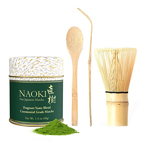 Naoki Matcha Fragrant Yame Ceremonial Blend Matcha (40G / 1.4 Oz) With Traditional Matcha Tea Set #TOP12