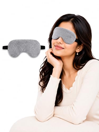 Image of Travelling Sleep Mask Light Blocking Sleeping Eye Mask With Elastic Strap For Deep Sleep, Travel, Meditation, Nap, Airplane And Office Rest Use Blind Fold For Comfortable Sleeping [Grey] (Pack Of 2)