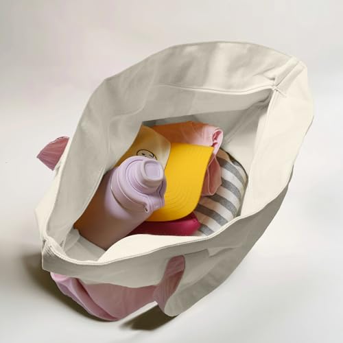Bolso Tote de Lona de Algodón Durable de 22" con Cierre miniatura 5